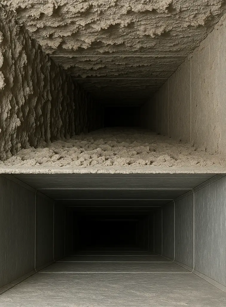 Before and after duct cleaning results in Jersey Village Texas