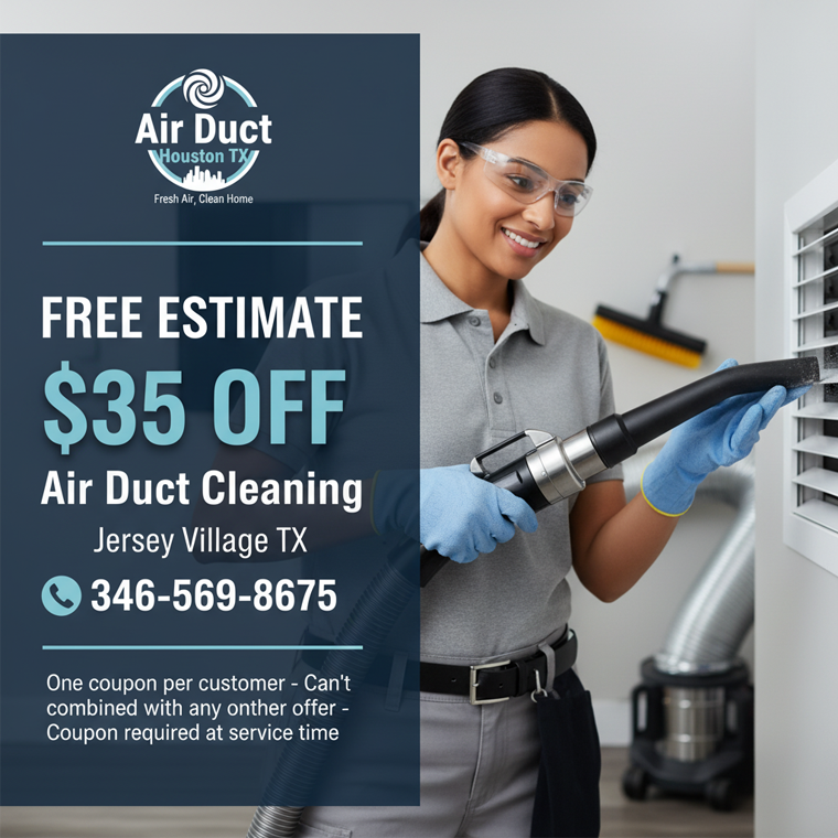   $35 off Off air duct cleaning coupon from Jersey Village Air Ducts Cleaning TX   for professional home vent service